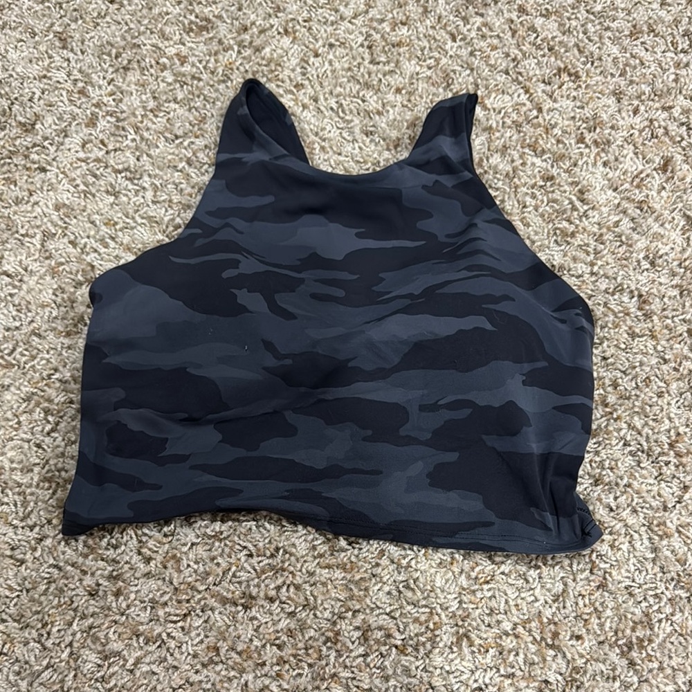 Athleta Black Camouflage Sports Bra/ Cropped Tank Top